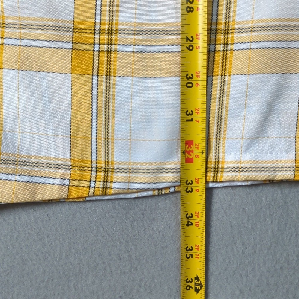 VTG CalTop Plaid Button Up Shirt Mens 2X Yellow White Short Sleeve Made in USA - Picture 7 of 7
